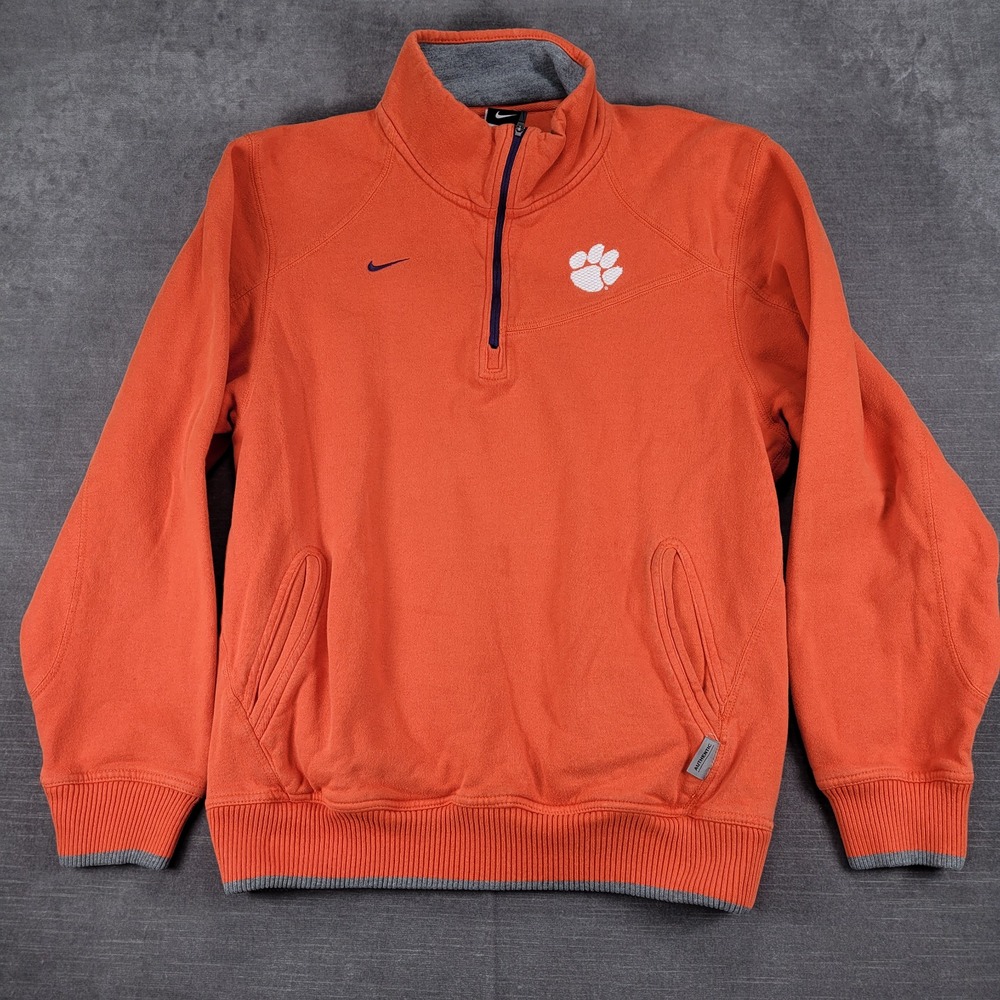 Nike Clemson Y2K Tigers Pullover Sweatshirt Quarter Zip Orange Mens Size M‎